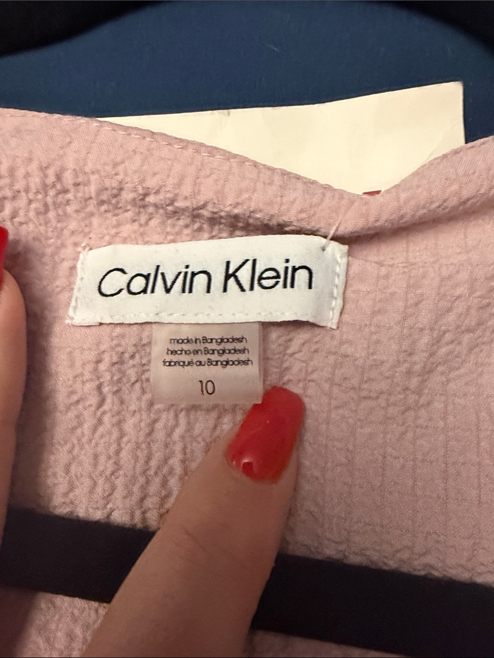 Calvin Klein Pale Pink Ruffle-Hem Long Sleeve Dress - Picture 2 of 4